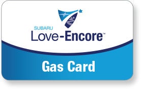 Subaru Love Encore gas card image with Subaru Love-Encore logo. | Thelen Subaru in Bay City MI