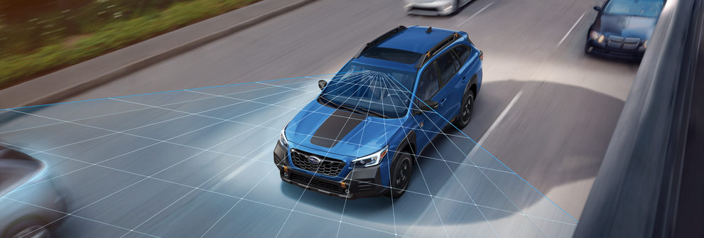A photo illustration of the EyeSight Driver Assist Technology on the 2023 Outback Wilderness. | Thelen Subaru in Bay City MI
